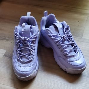 Rare purple patent Fila Disruptor size 10